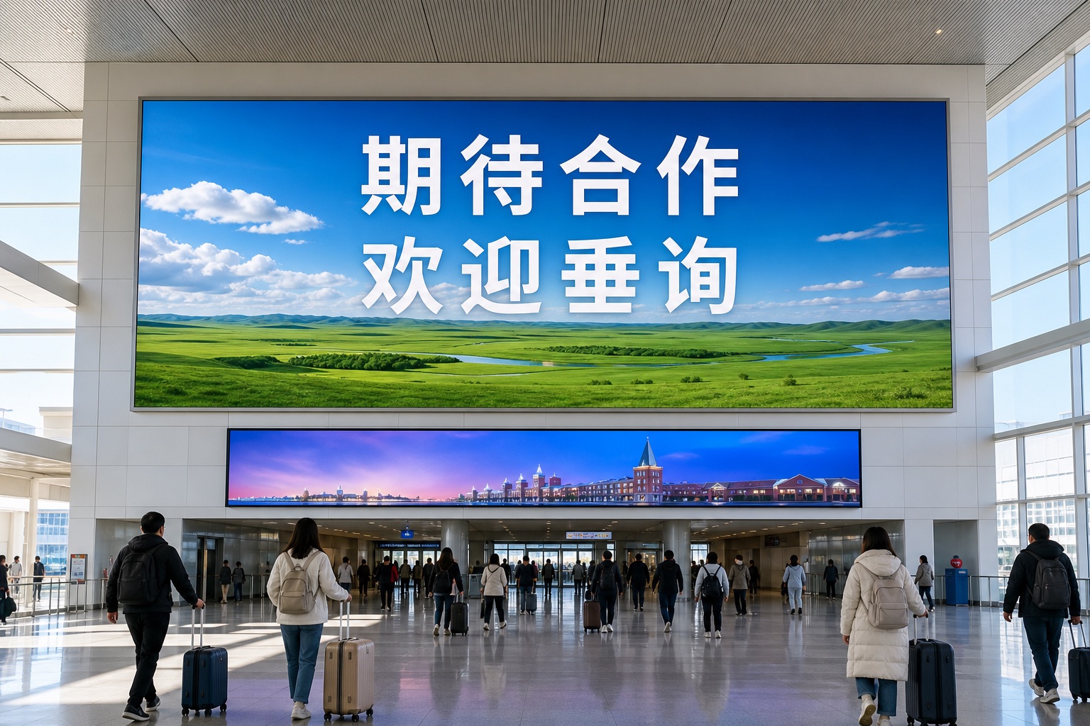 满洲里西郊国际机场一楼大厅D013广告牌