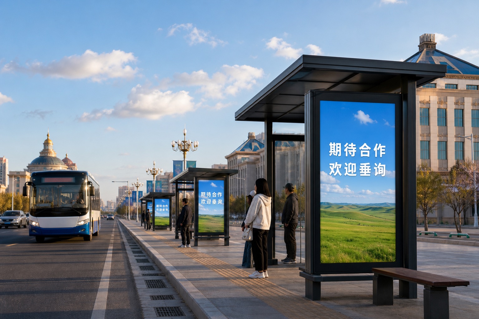 锡林郭勒盟主干街道35块公交候车亭广告位网络