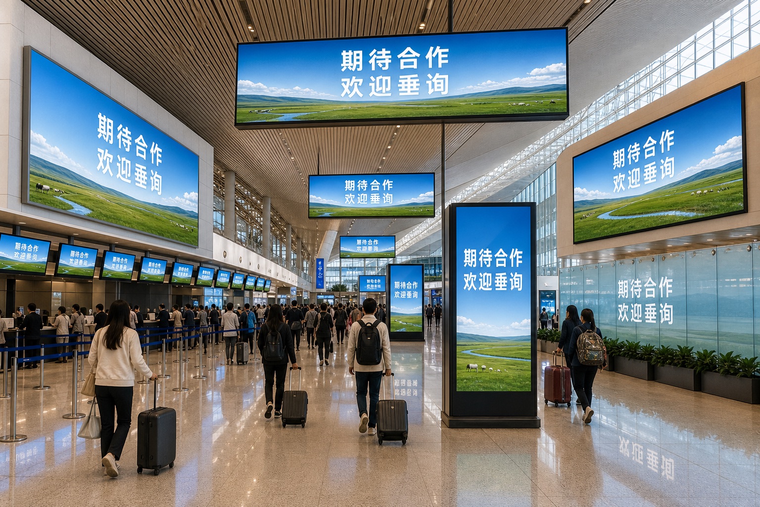 呼和浩特白塔机场72组传统及电子广告媒体